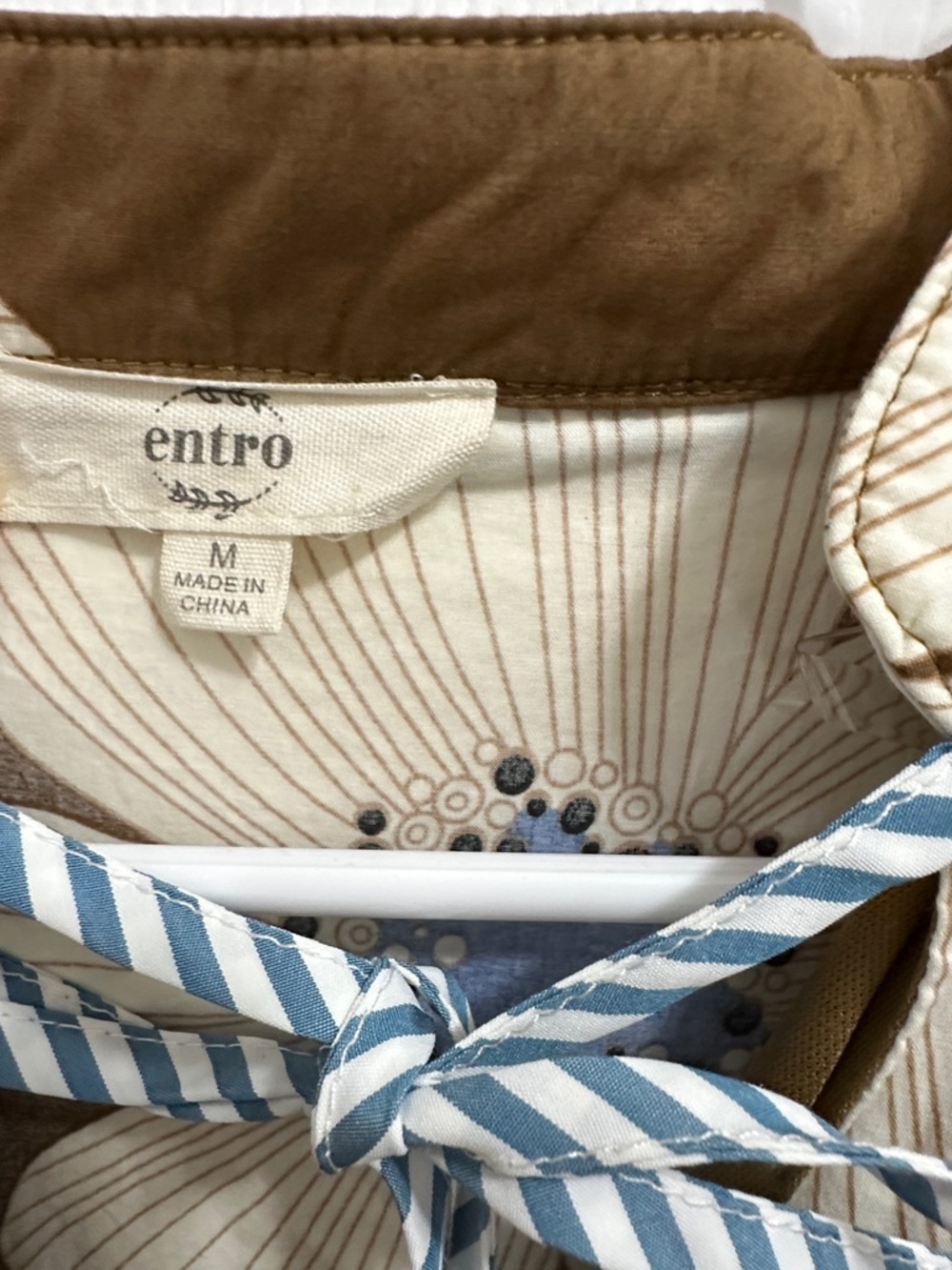 Entro Brown Floral Babydoll Dress with Blue Accents - Picture 2 of 5